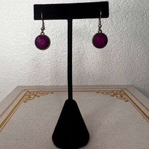 Elegant Silver and Purple Drop Earrings